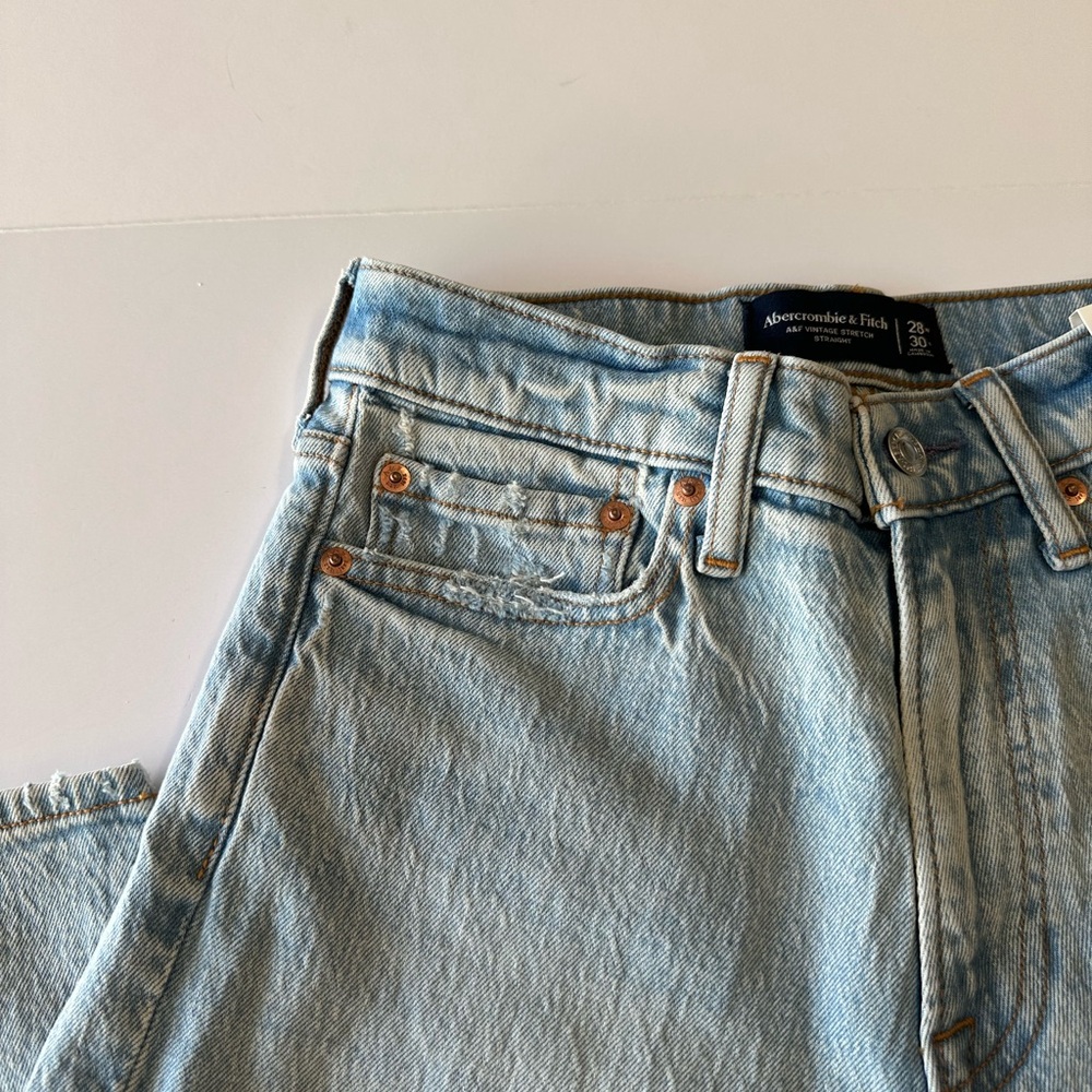 Abercrombie & Fitch Light Blue Vintage Stretch Straight Jeans 28x30 - Picture 4 of 11